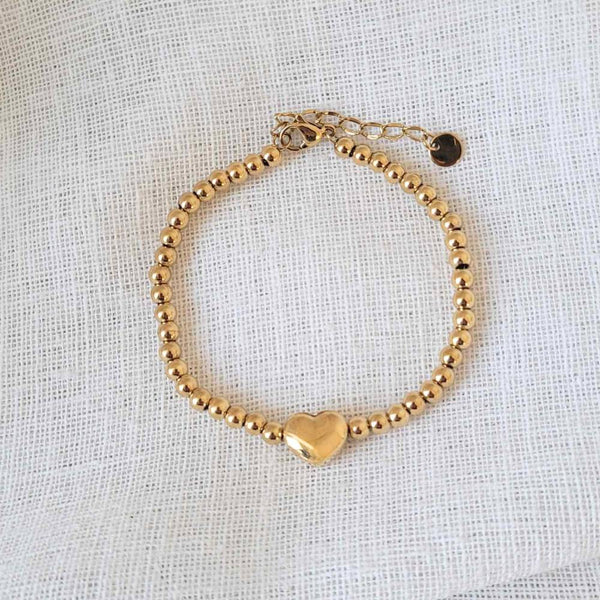 LOVE Gold Heart Bead Bracelet