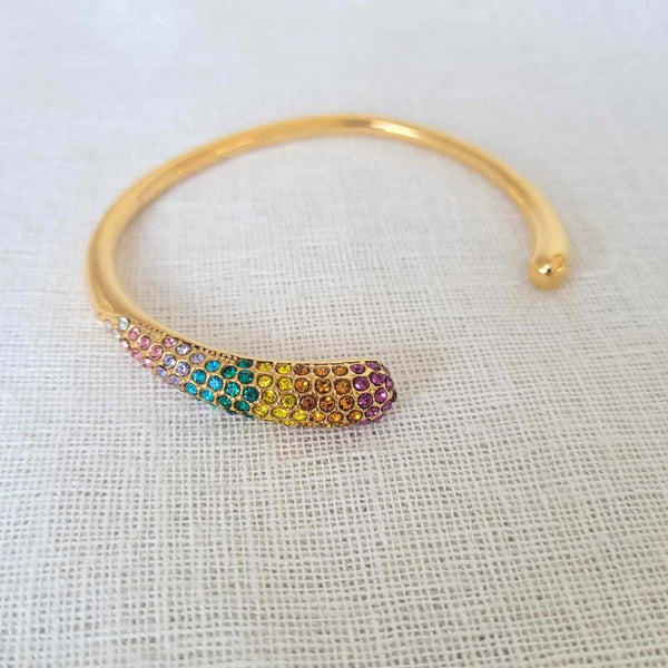 GOLD Classic Multi Colour Encrusted Cuff Bangle