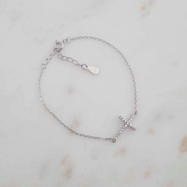 PRAY Cross 925 Sterling Silver Bracelet