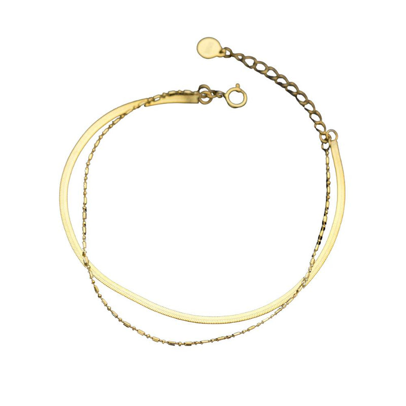 CARINA 925 Sterling Silver 18k Gold Plated Double Bracelet