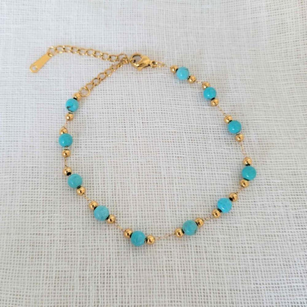 BLUE Bead Gold Bracelet