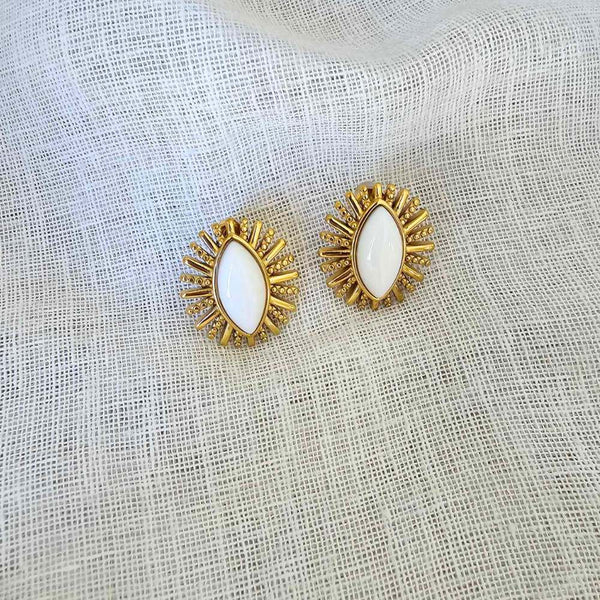 ALICE Gold White Statement Stud Earrings