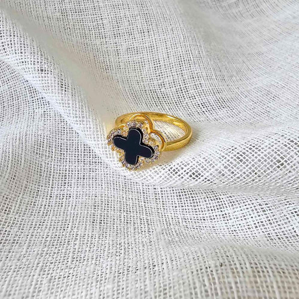 Calming Fidget Spinning Ring | Gold Black Clover