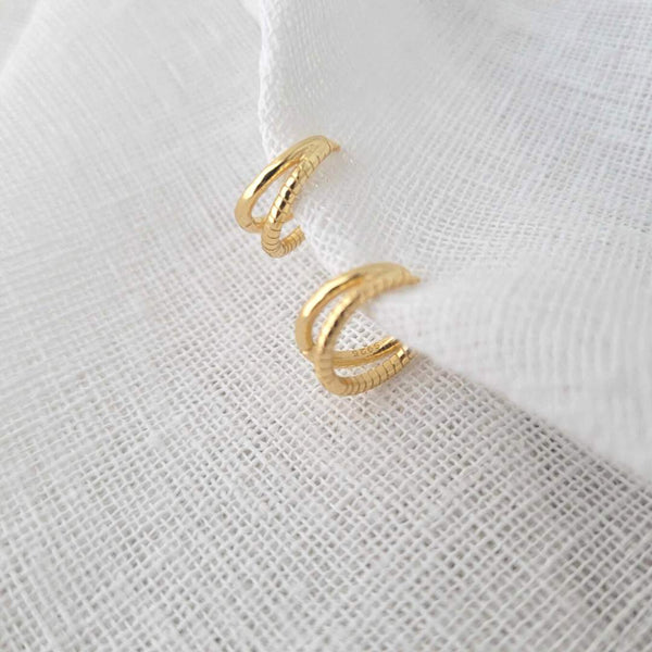 DUO HOOP Sterling Silver 18k Gold Plated Hoop Earrings