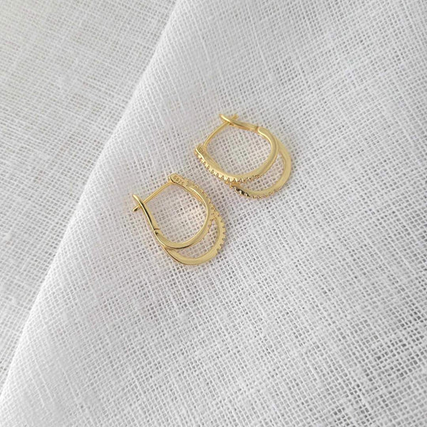 DOUBLE HOOP Sterling Silver 18k Gold Plated Hoop Earrings