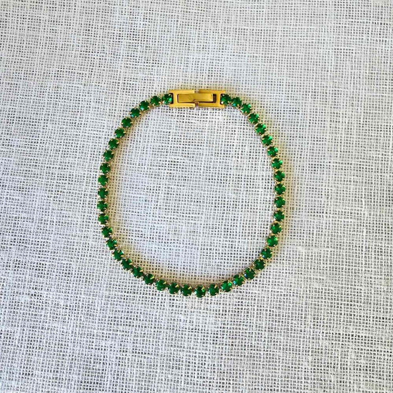 GOLD Emerald Green Tennis Bracelet