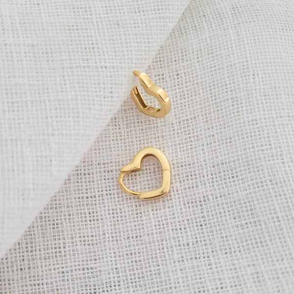 LOVER Sterling Silver 18K Gold Plated Heart Hoop Earrings