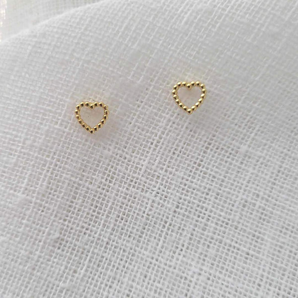 HEART Sterling Silver 18K Gold Plated Mini Stud Earrings