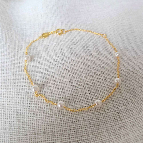 PEARL 925 Sterling Silver 18k Gold Plated Bracelet