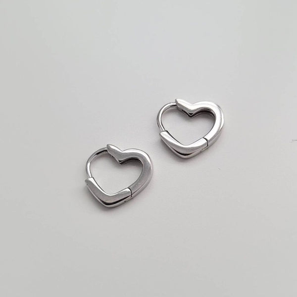 LOVER Sterling Silver Heart Hoop Earrings