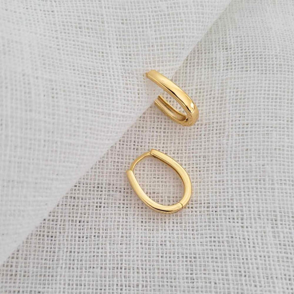 ISLA Sterling Silver 18k Gold Plated Oval Hoop Earrings