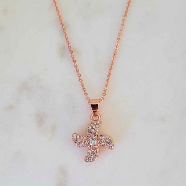 Calming Fidget Spinning Necklace | Rose  Gold Windmill