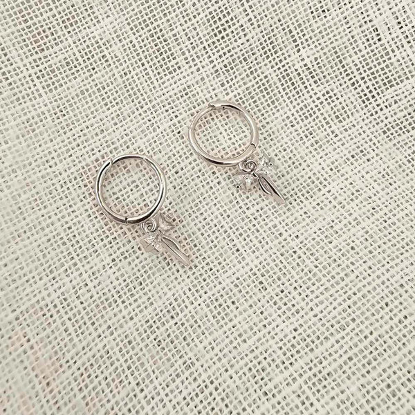 PARIS Sterling Silver Bow Cubic Zirconia Hoop Earrings