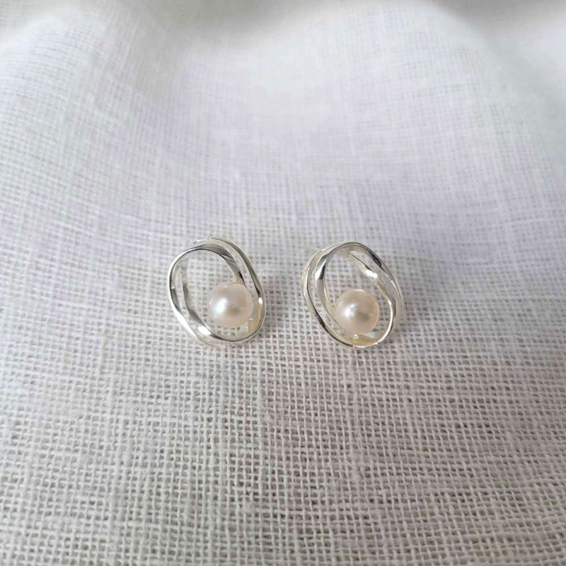 PEARL Sterling Silver Stud Earrings