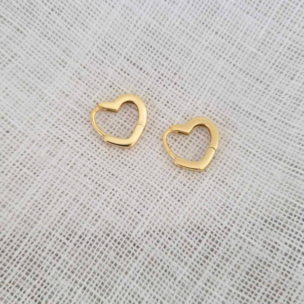 sterling silver 18k gold heart hoop earrings