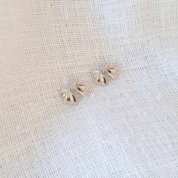 BOW Sterling Silver  Bow Cubic Zirconia Stud Earrings