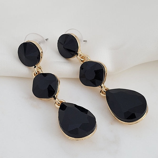 black gold tear drop earrings