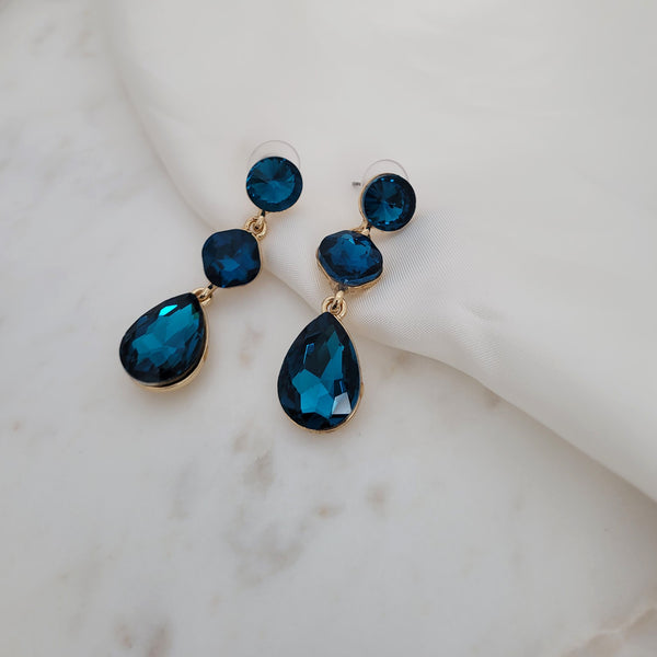 blue stone tear drop earrings