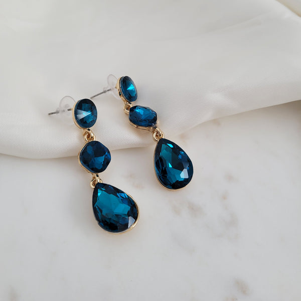 blue stone tear drop earrings