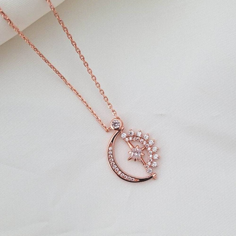 Calming Fidget Necklace | Moon Star Rose Gold