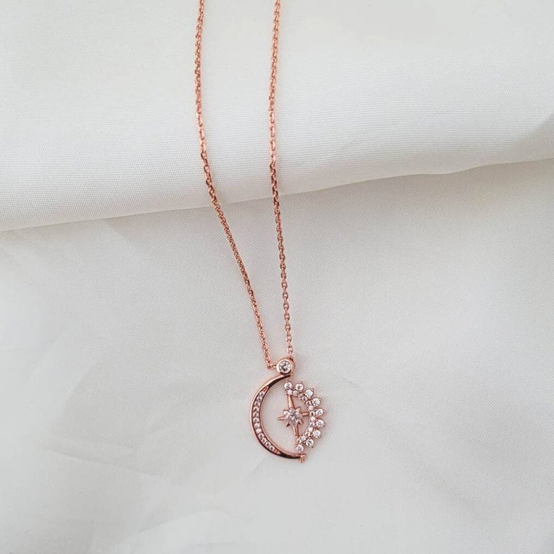 Calming Fidget Necklace | Moon Star Rose Gold